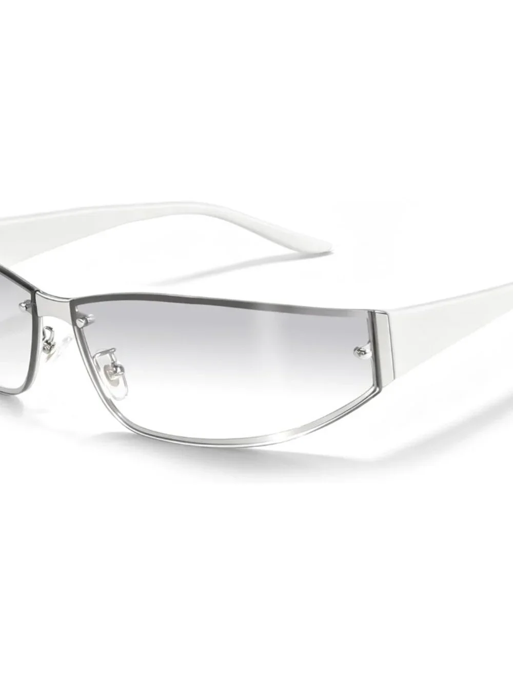 Retro-Futuristic Women’s Rimless Shield Sunglasses – Lightweight & Fashionable